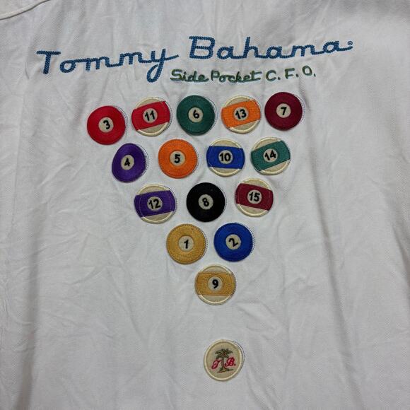 Tommy Bahama Silk Billard Short Sleeve‎ Button Up Men’s XL Color Cream - Picture 6 of 7